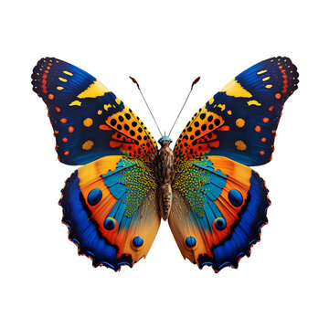 Butterflies are isolated on a white background for use in design. Generative AI.