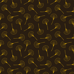 Obraz premium Ginkgo symbol. Cartoon flat yellow ginkgo biloba leaf isolated on black. Leaflet organic icon. Cosmetics and medical plant icon. 