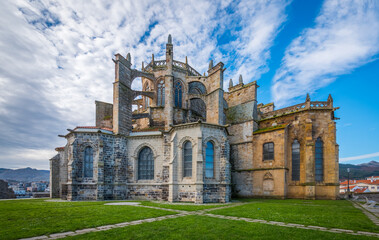 Fototapeta na wymiar The ancient medieval church of Iglesia de Santa María de la Asunción in the city of Castro Urdiales, Cantabria Spain