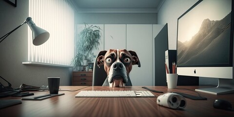 a frightened dog  in a job interview