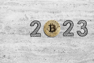 Investment concept, cryptocurrency coin and numbers