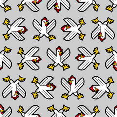 Skull rooster pattern seamless. Skeleton rooster background. Vector texture