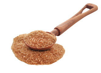 Brown sugar with wooden scoop