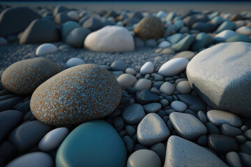 Fototapeta na wymiar Sea stones background. Illustration Generative AI