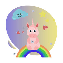 Obraz na płótnie Canvas unicorn sitting on the rainbow.vector illustration