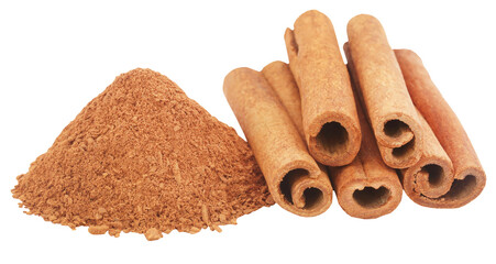 Some fresh aromatic cinnamon with powder spice