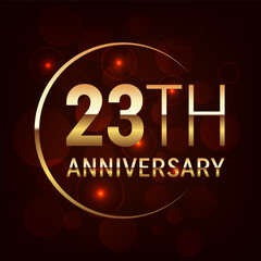 23th year anniversary celebration. Anniversary logo design with golden number concept. Logo Vector Template Illustration