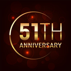 51th year anniversary celebration. Anniversary logo design with golden number concept. Logo Vector Template Illustration
