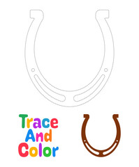 Horseshoe tracing worksheet for kids