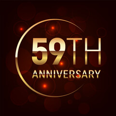 59th year anniversary celebration. Anniversary logo design with golden number concept. Logo Vector Template Illustration