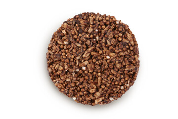 amaranth cookies with carob isolated on white background. Healthy food. Top view. Flat lay