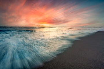 long exposure of the beach at sunrise