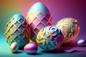 A colorful geo pattern interpretation of easter eggs. AI generated.