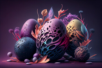 A bizzare, alien abstract interpretaion of easter eggss. AI generated