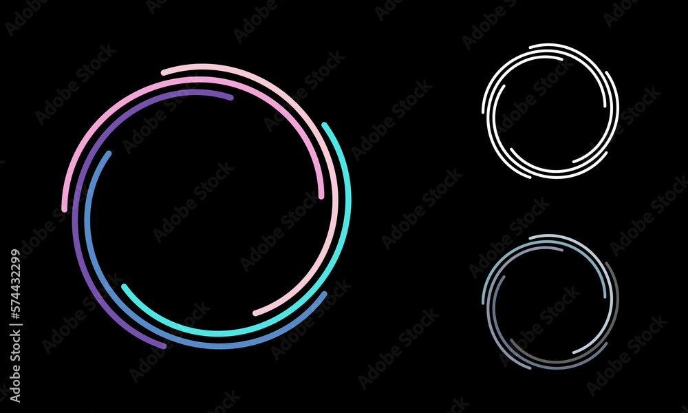 Poster Color vector lines in round form. Geometric art lines in circle. Trendy design element for frame, logo, sign, symbol, prints, posters, template, pattern and abstract background.