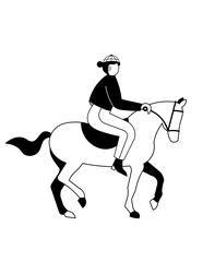  Kobieta jeżdżąca na koniu ilustracja Woman riding a horse simple illustration