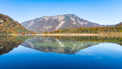 Naklejka na ściany i meble Majestic lake Offensee in the Salzkammergut area near Bad Ischl in Austria