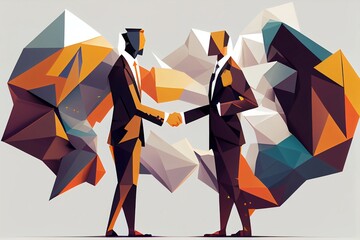 Successful deal between two businessmen, handshake,generative AI