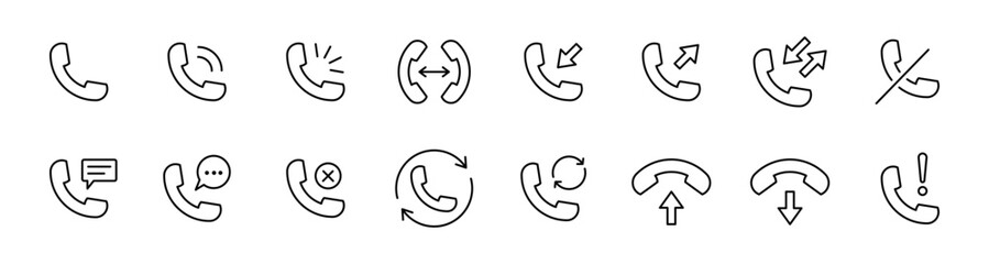 Phone icon set. Handset phone. Telephone call sign collection. EPS 10