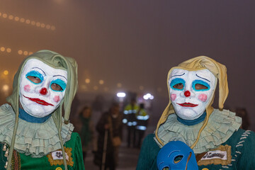 Venice Carnival in Foggy Night