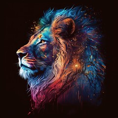 lion head with background color illustration