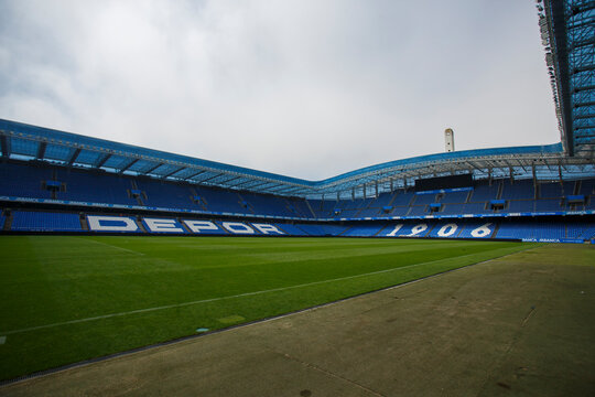 The view from the grass of the stands inside the Riazor Stadium in A Coruna ,Spain