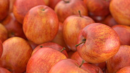 Closeup of red apples in a basket 