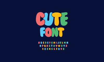 Beautiful Colorful Kids logo Fonts, Creative Typography Fonts for Children's Books, Educational Materials, and Fun Projects" Colorful kids alphabet design template. Cartoonish Bubbly Fonts for Kids Ma