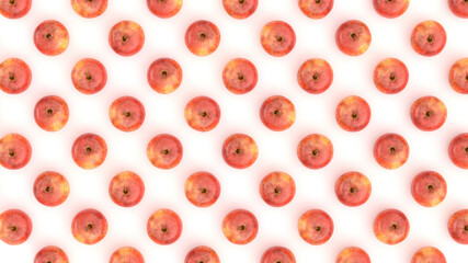 Set of Red apples arranged in grid pattern on White background  