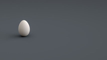 White egg isolated on gray background - 3d illustration, 3d rendering 
