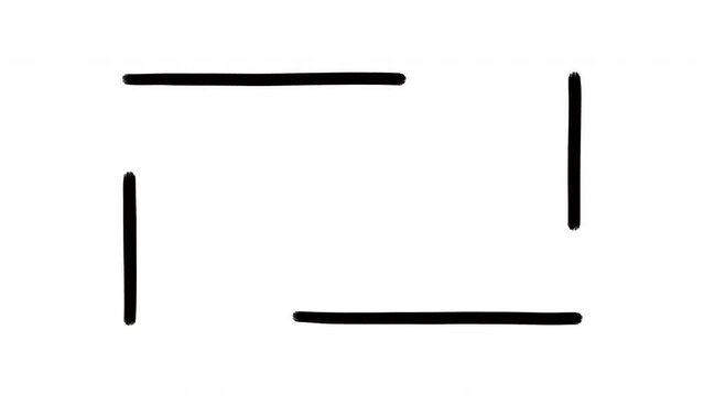 Self drawing doodle line frame, loopable hand drawn stop motion sketch on a white background