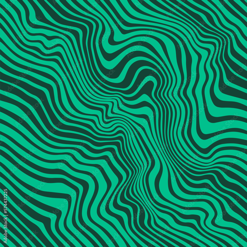 Poster Green Marble Pattern with Lines and Waves. Vector Malachite Background. Psychedelic Seamless Pattern. Green Stone Texture Illustration