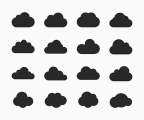 Set of silhouette flat style clouds icon vector. Vector clouds collection. silhouettes clouds symbol