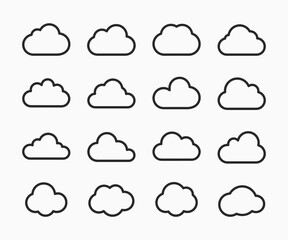 Obraz premium Cloud icon set. Cloud shapes collection. Clouds line sign symbols