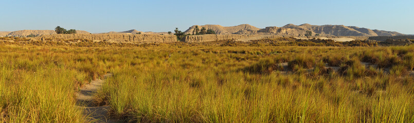 Brick wall at the archeological site Elkab, Egypt, Africa
