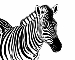 Fototapeta na wymiar Black and white illustration of zebra