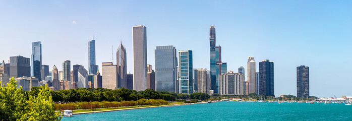 Cityscape Chicago at Lake Michigan - obrazy, fototapety, plakaty