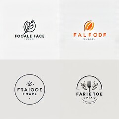 Fototapeta premium set of food restaurant icons logo, simple minimal flat illustration, generative ai