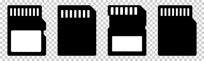 Sd card icons. Vector illustration isolated on transparent background