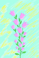 Fototapeta na wymiar flowers and leaves pink tulips