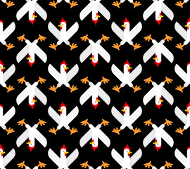 Skull rooster pattern seamless. Skeleton rooster background. Vector texture