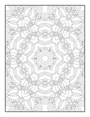 Obraz premium Mandala coloring page KDP interior. Coloring page mandala background. Adult coloring page with flowers pattern. Black and white doodle wreath. Floral mandala. Mandala. Mandala Coloring Page for Adults