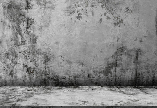 Concrete wall texture,Grey Cement floor with rough grunge surface,Studio room Dark Gray background with raw plaster on wall,Horizon Backdrop background with copy space for Display product presentation