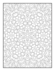 Mandala coloring page KDP interior. Coloring page mandala background. Adult coloring page with flowers pattern. Black and white doodle wreath. Floral mandala. Mandala. Mandala Coloring Page for Adults
