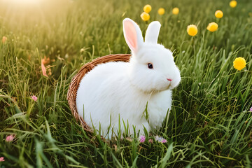 A cute rabbit,cute bunny, wildlife animal .Generative AI