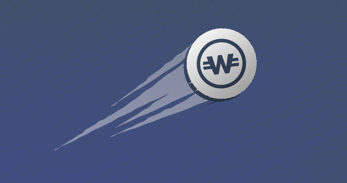 February 21 2023 Illustration of the crypto asset token XWC coin take off, unstick, skyrocketing in a bull run. Rise of WhiteCoin 