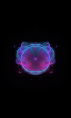 Bright neon abstract geometric pattern on black background.