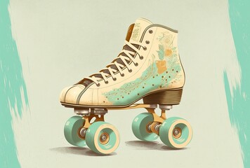 illustration, retro skates, ai generative
