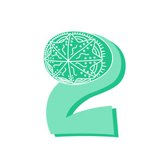 Obraz premium Ethnic Easter alphabet. Unusual decorative number. Painted traditional Ukrainian pattern in lines. Typographic font for holiday decoration