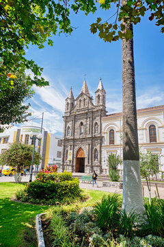 Cathedral in Ibarra, Ecuador, made of stone, restored in the year 1872 after a devastating earthquake in 1868.